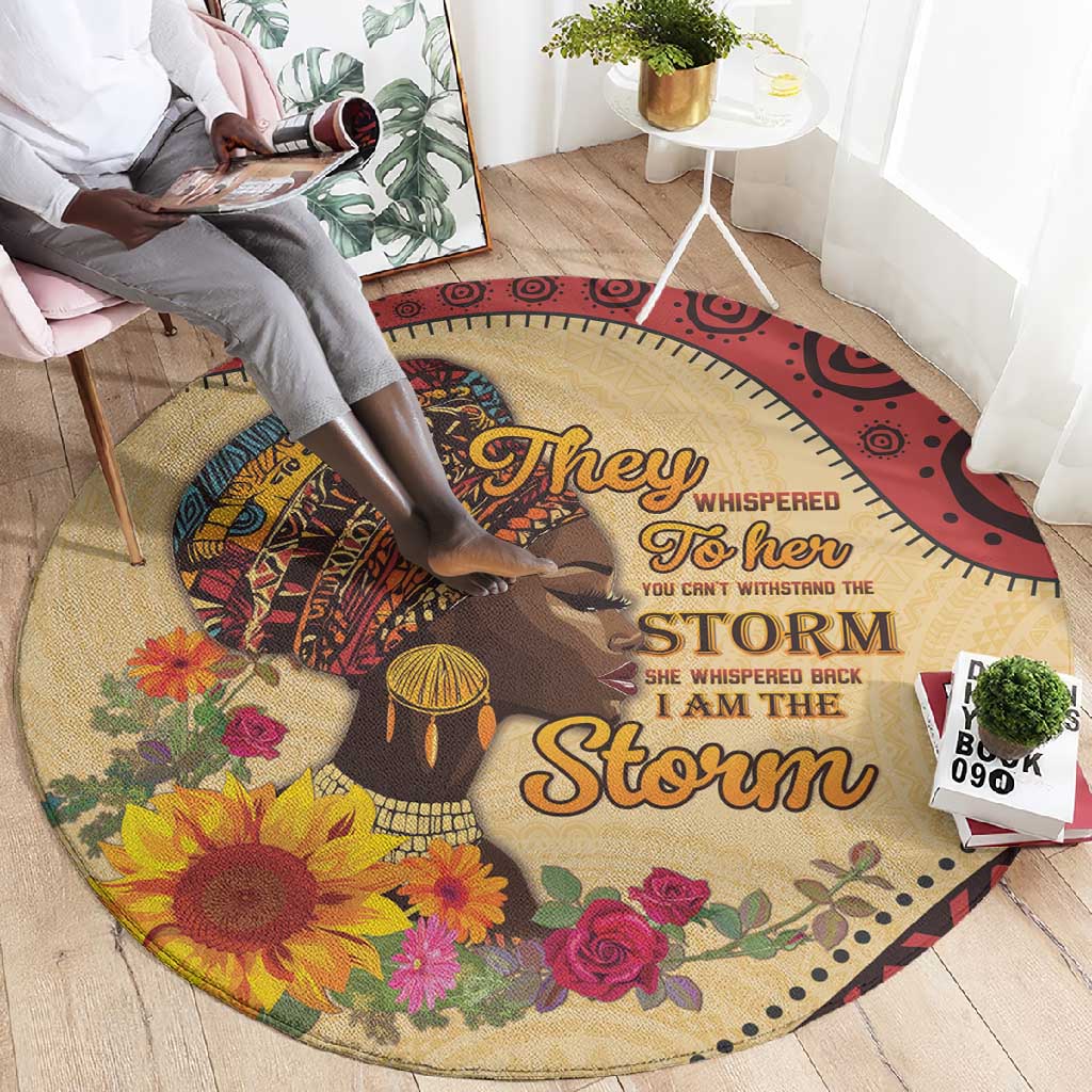 African Woman Round Carpet I Am The Storm LT15