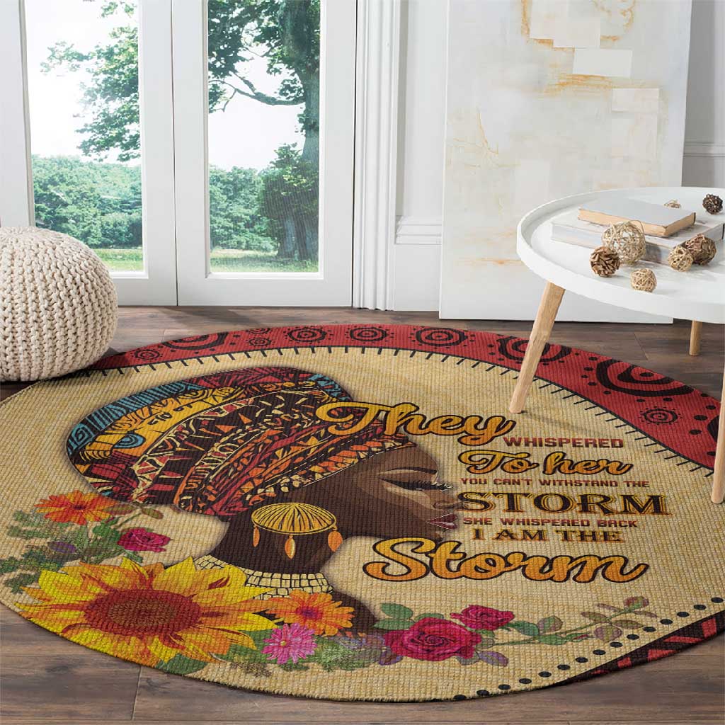 African Woman Round Carpet I Am The Storm LT15