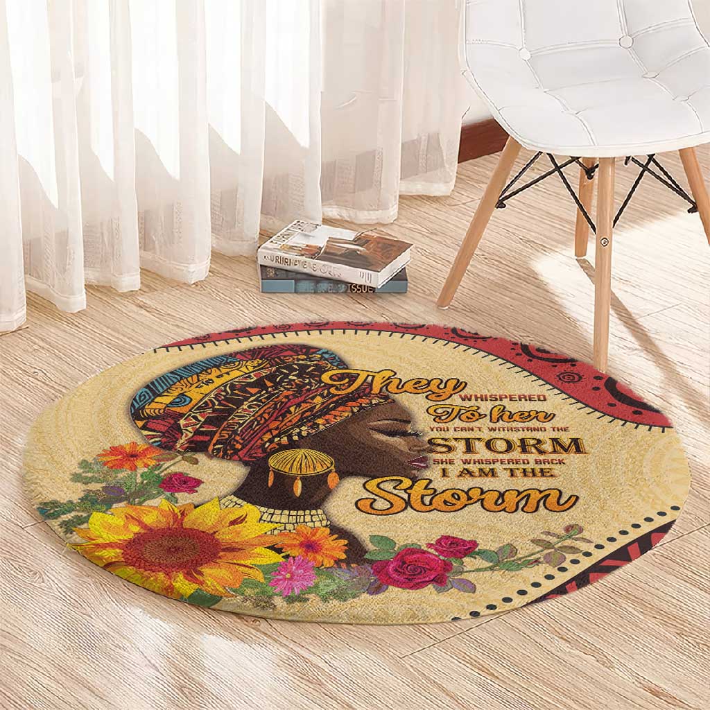 African Woman Round Carpet I Am The Storm LT15