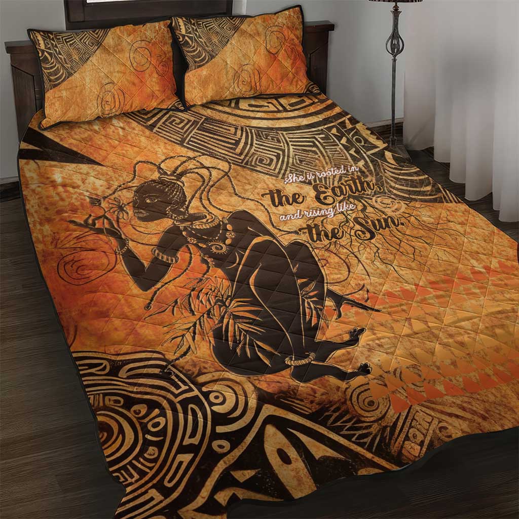 African Women Quilt Bed Set With Tribal Pattern LT15