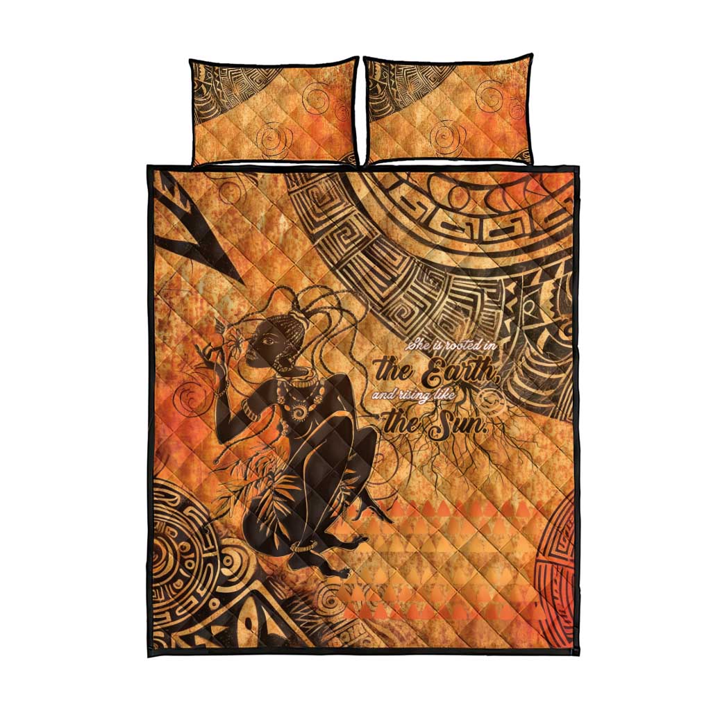 African Women Quilt Bed Set With Tribal Pattern LT15