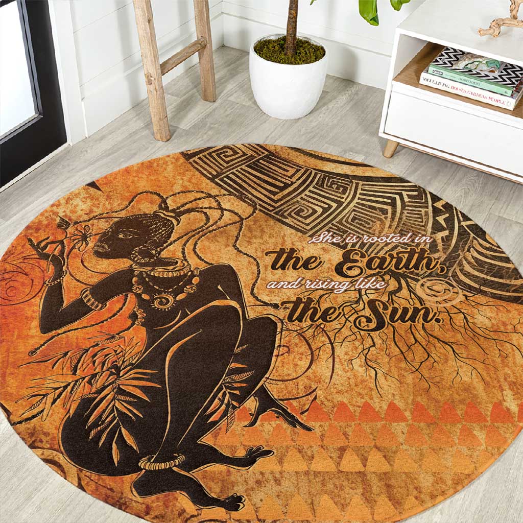 African Women Round Carpet With Tribal Pattern LT15