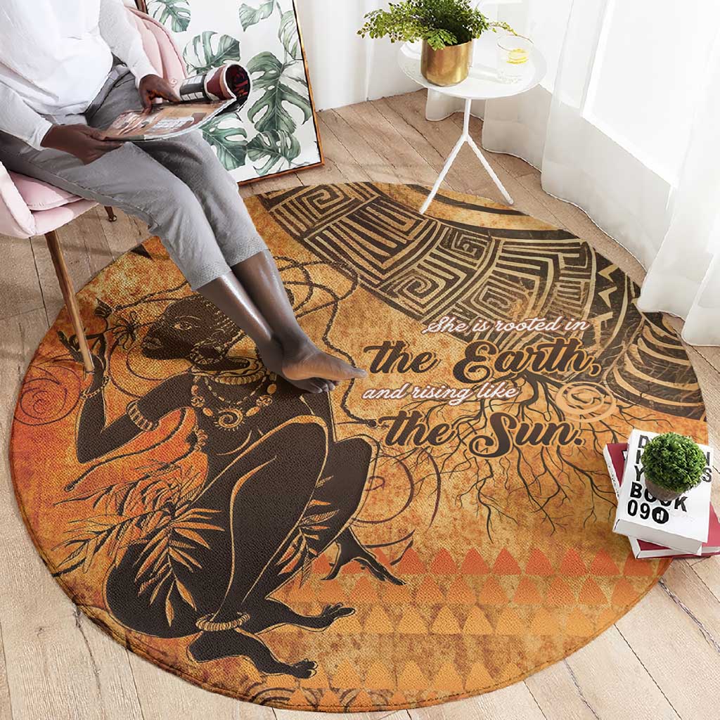 African Women Round Carpet With Tribal Pattern LT15