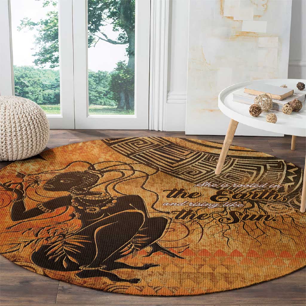 African Women Round Carpet With Tribal Pattern LT15