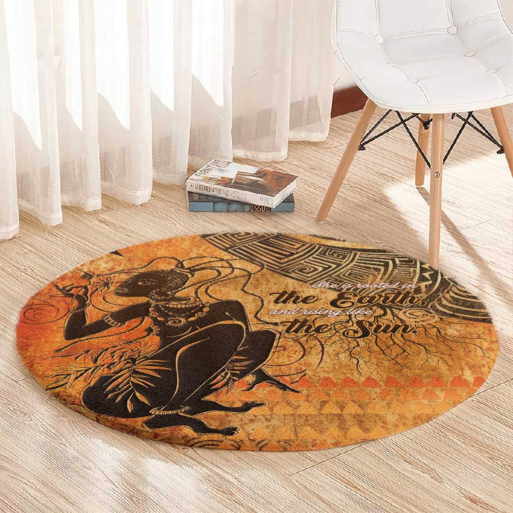 African Women Round Carpet With Tribal Pattern LT15