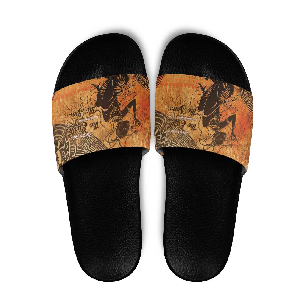 African Women Slide Sandals She Is Rooted In The Earth and Rising Like The Sun LT15