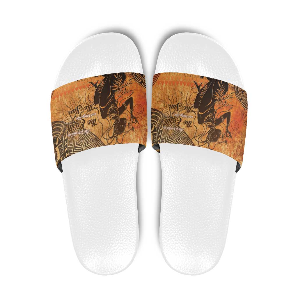African Women Slide Sandals She Is Rooted In The Earth and Rising Like The Sun LT15