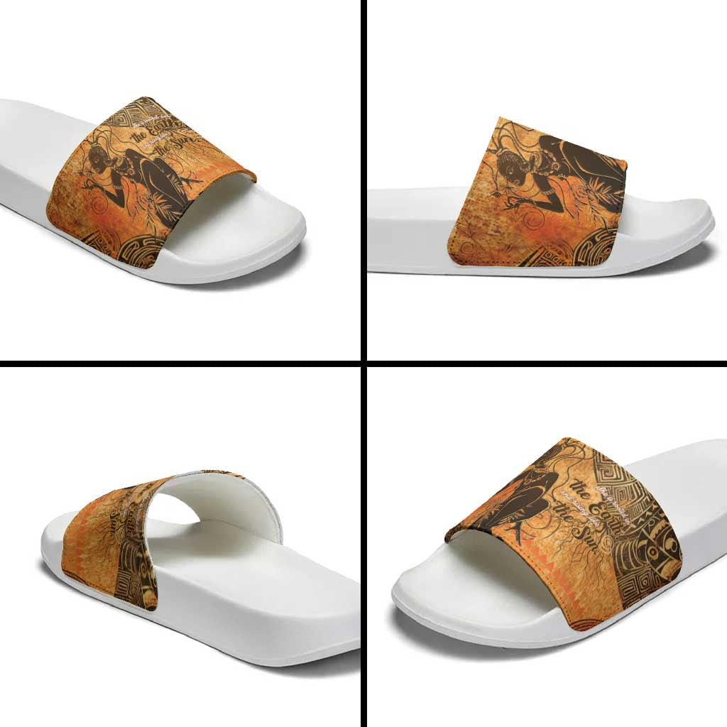 African Women Slide Sandals She Is Rooted In The Earth and Rising Like The Sun LT15