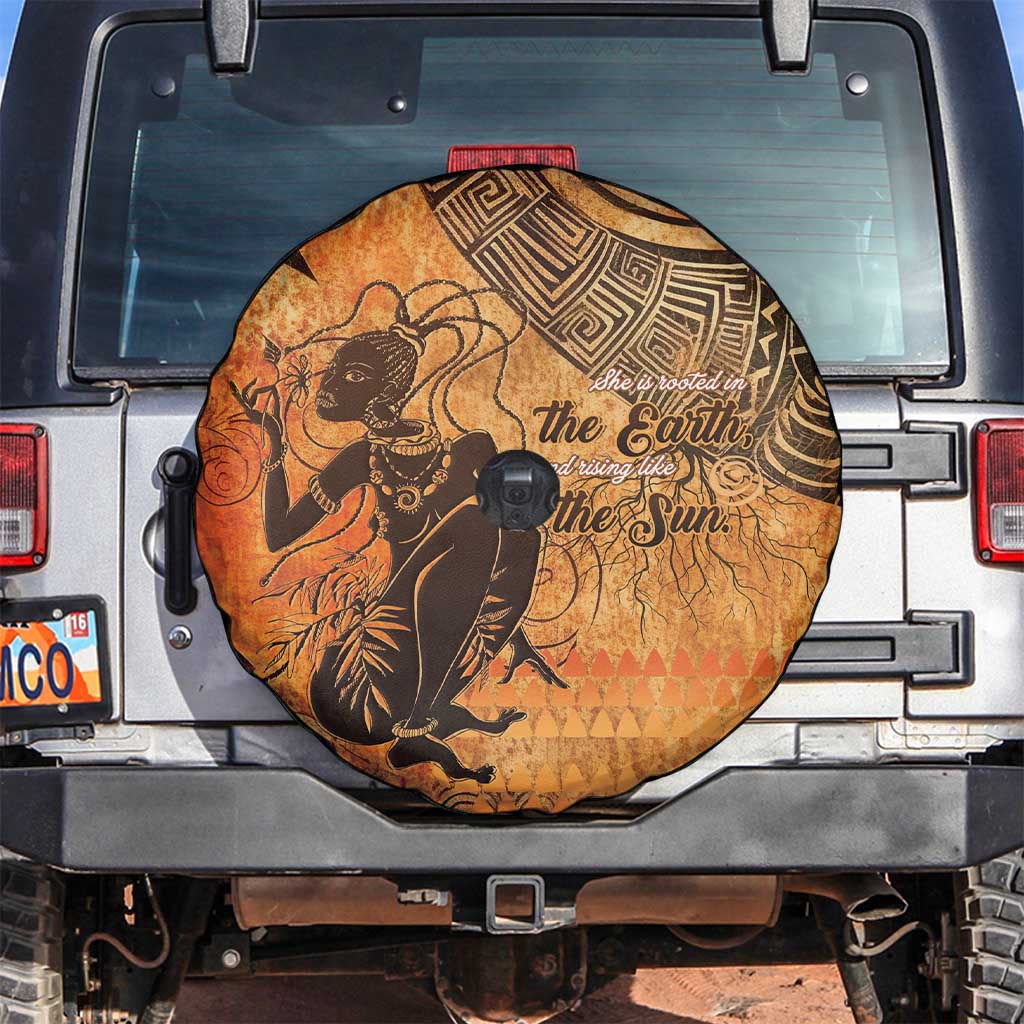 African Women Spare Tire Cover She Is Rooted In The Earth and Rising Like The Sun LT15