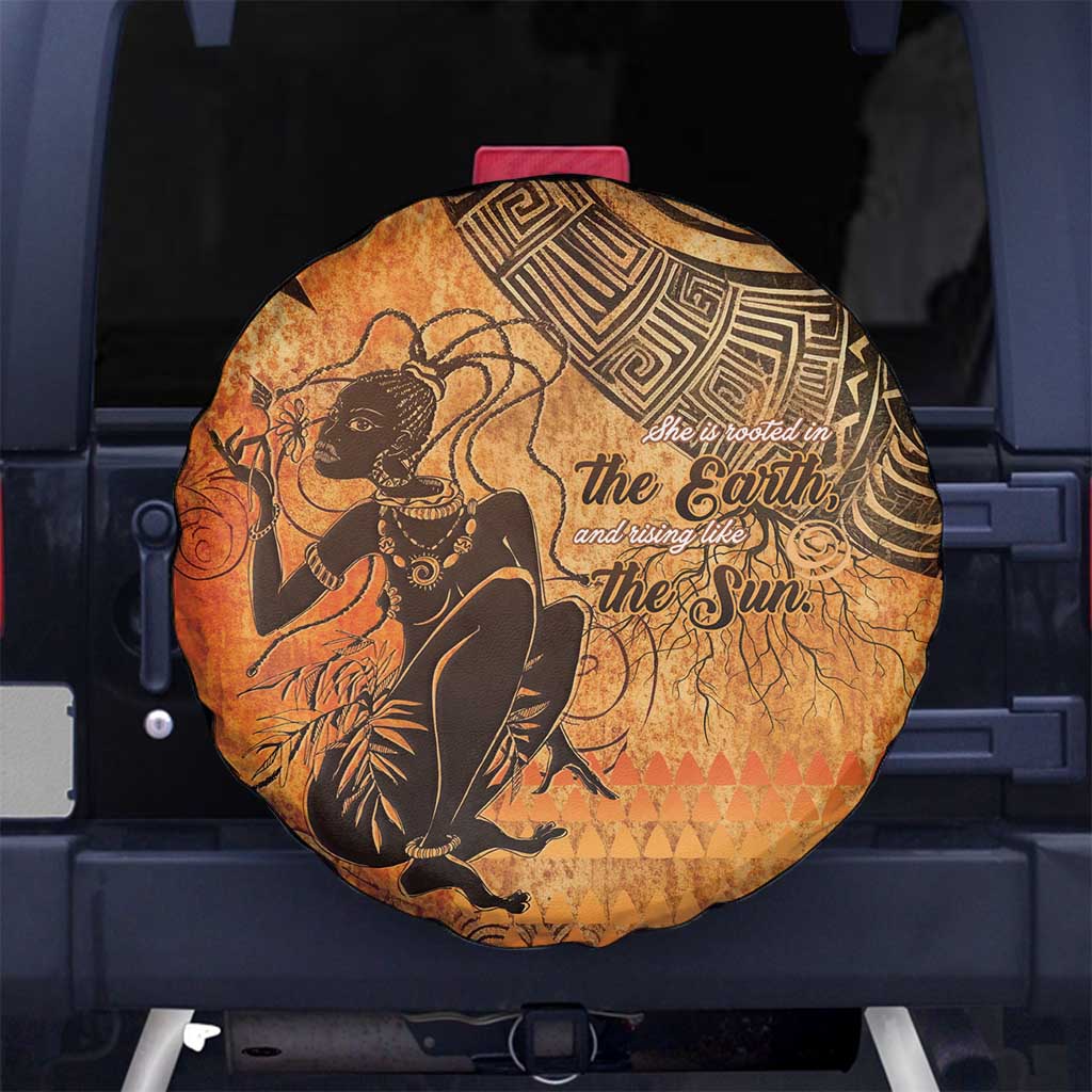 African Women Spare Tire Cover She Is Rooted In The Earth and Rising Like The Sun LT15