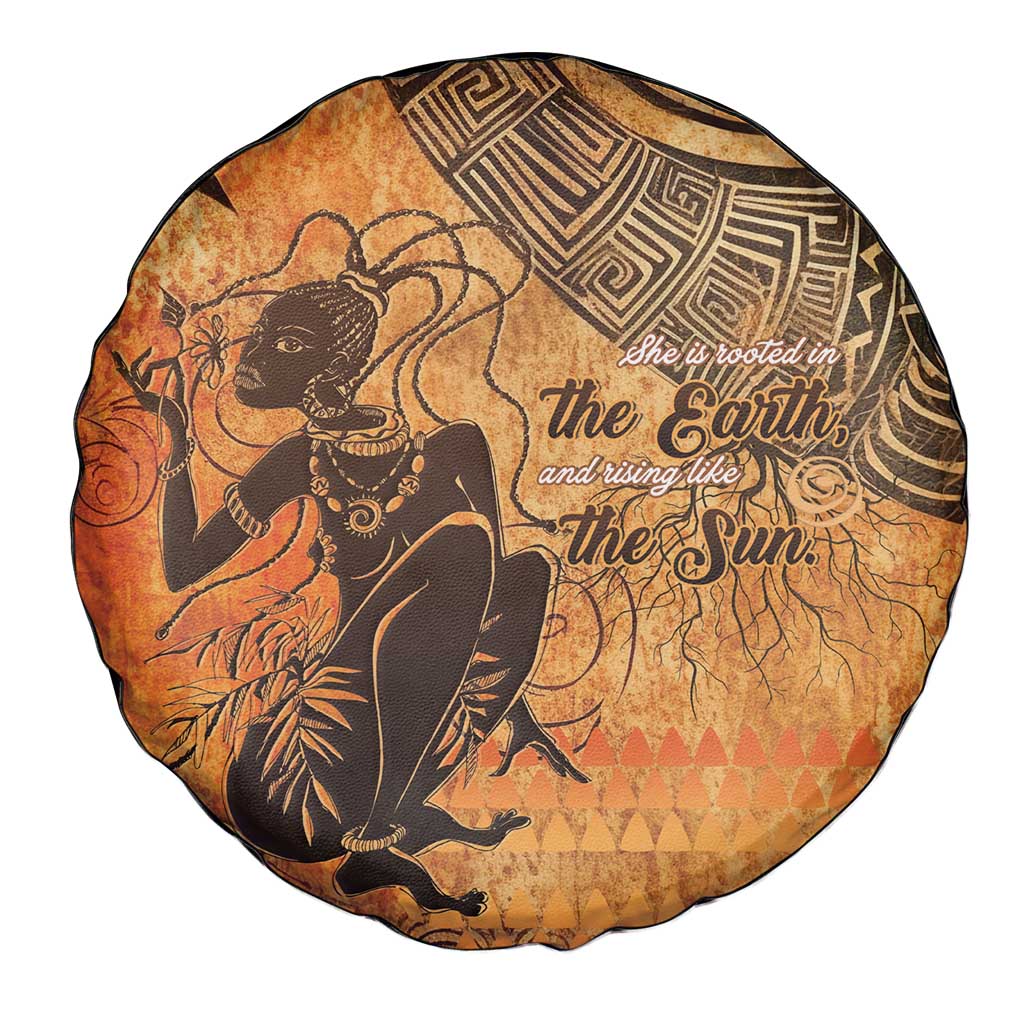 African Women Spare Tire Cover She Is Rooted In The Earth and Rising Like The Sun LT15