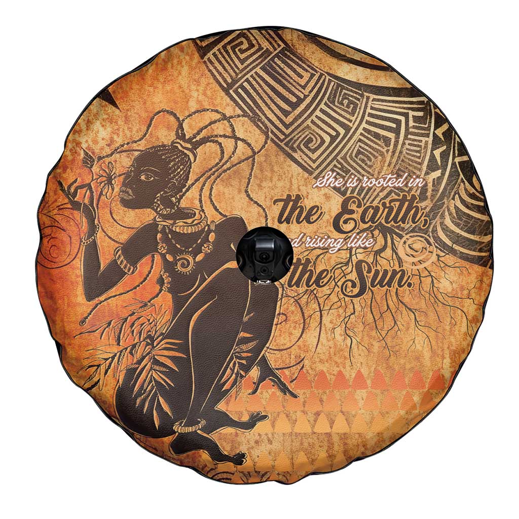 African Women Spare Tire Cover She Is Rooted In The Earth and Rising Like The Sun LT15