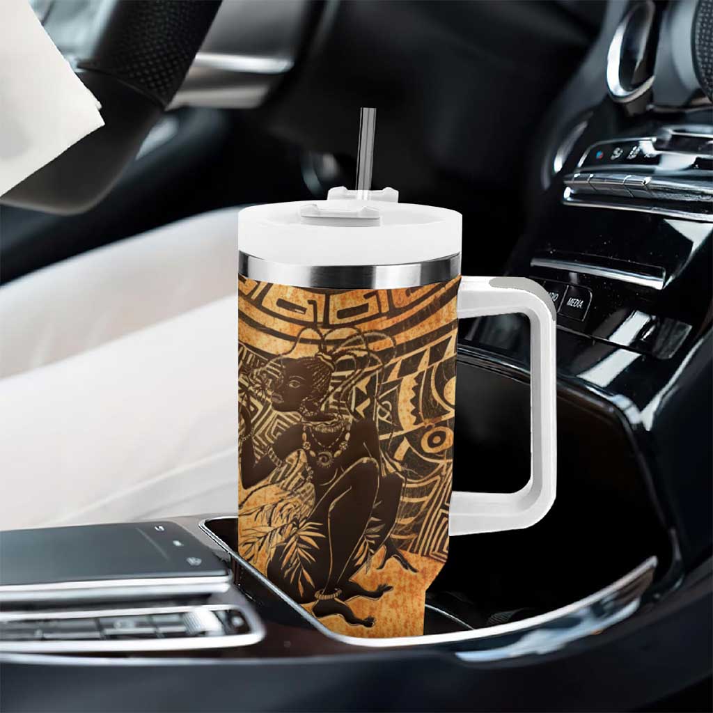 African Women Tumbler With Handle With Tribal Pattern LT15