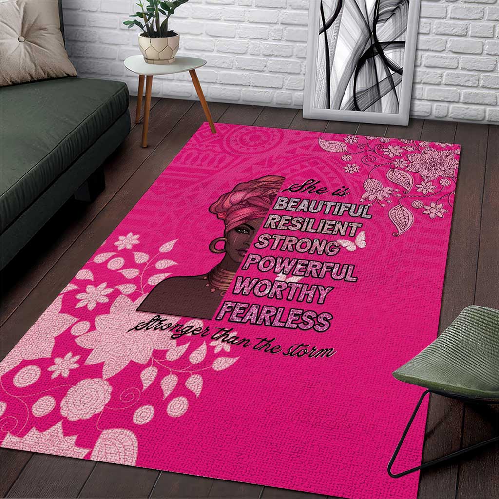 African Women Black Beautiful Brave and Bressed - Pink Color Area Rug LT15