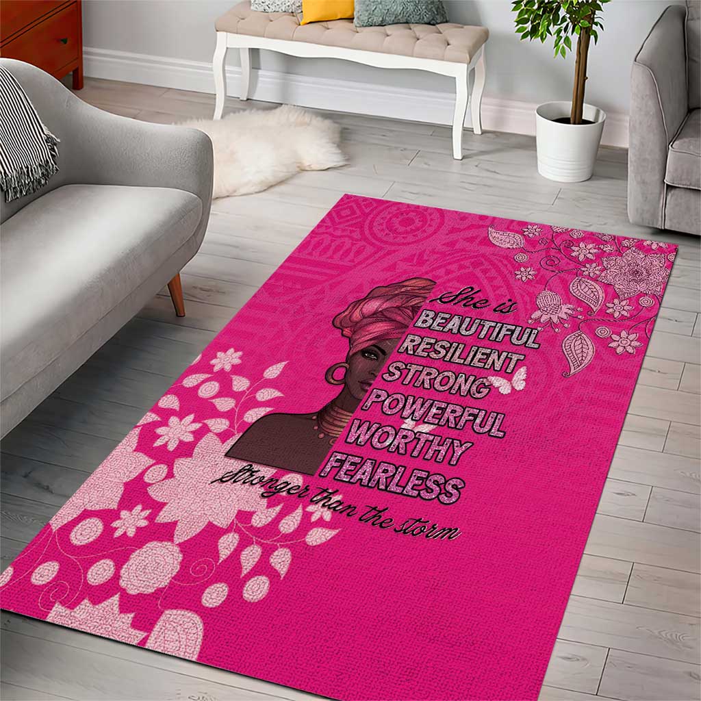 African Women Black Beautiful Brave and Bressed - Pink Color Area Rug LT15