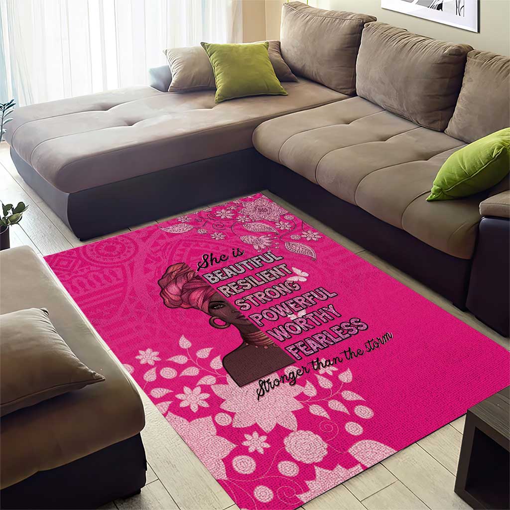 African Women Black Beautiful Brave and Bressed - Pink Color Area Rug LT15