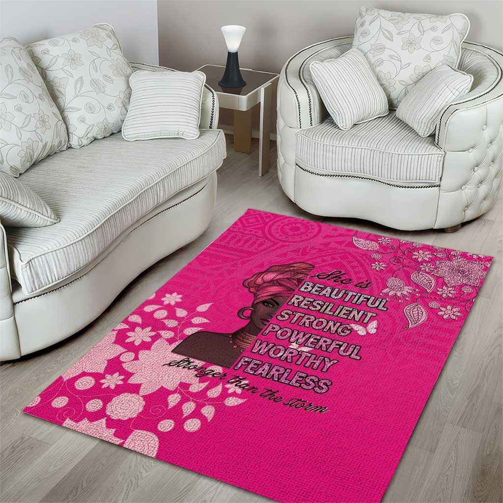 African Women Black Beautiful Brave and Bressed - Pink Color Area Rug LT15