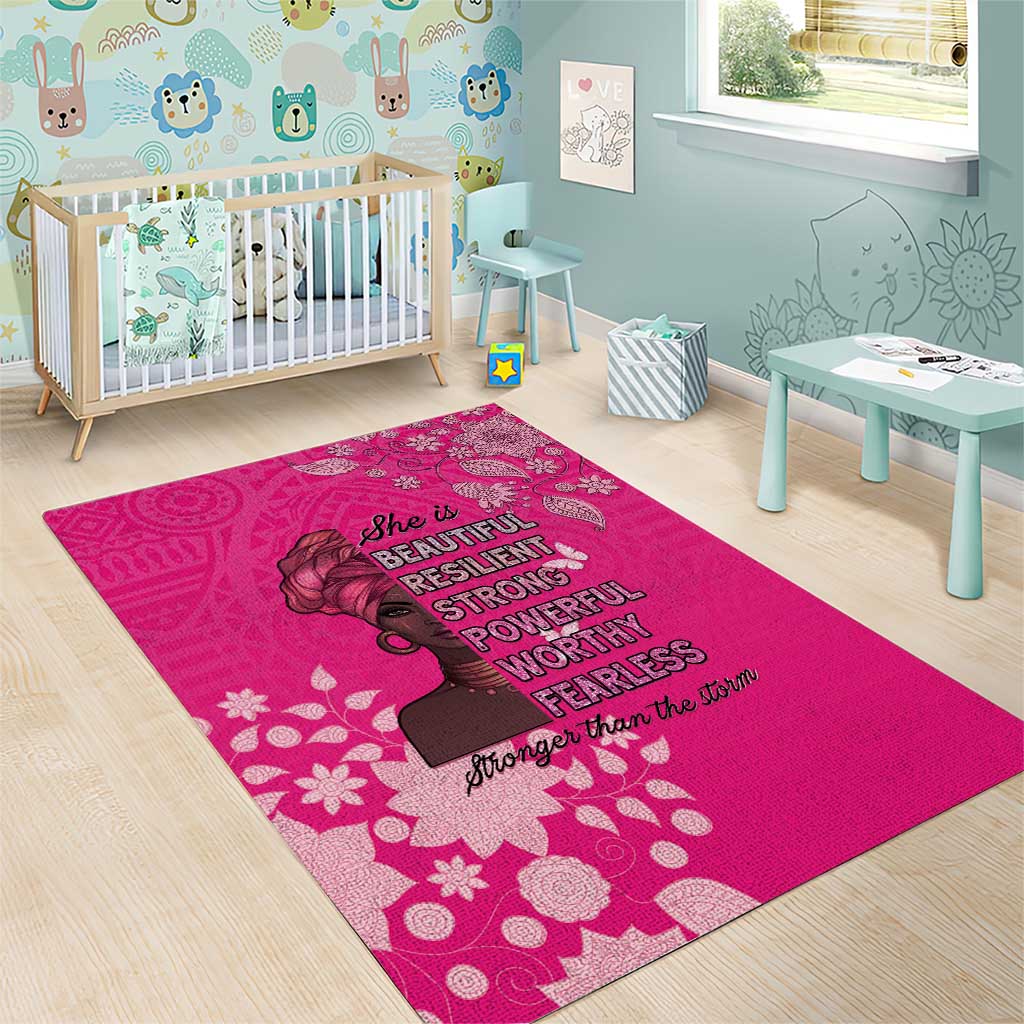 African Women Black Beautiful Brave and Bressed - Pink Color Area Rug LT15