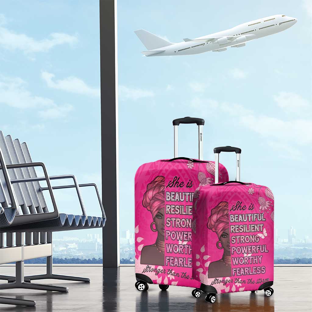 African Women Luggage Cover Black Beautiful Brave and Bressed - Pink Color LT15
