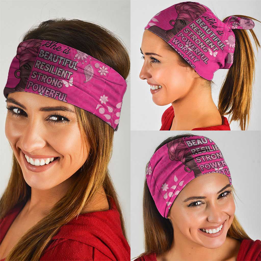 African Women Neck Gaiter Black Beautiful Brave and Bressed - Pink Color LT15