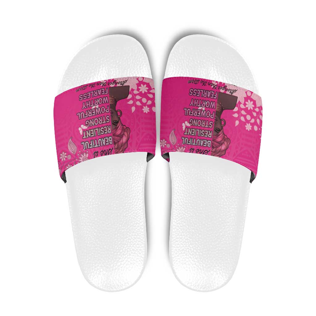 African Women Slide Sandals Black Beautiful Brave and Bressed - Pink Color LT15