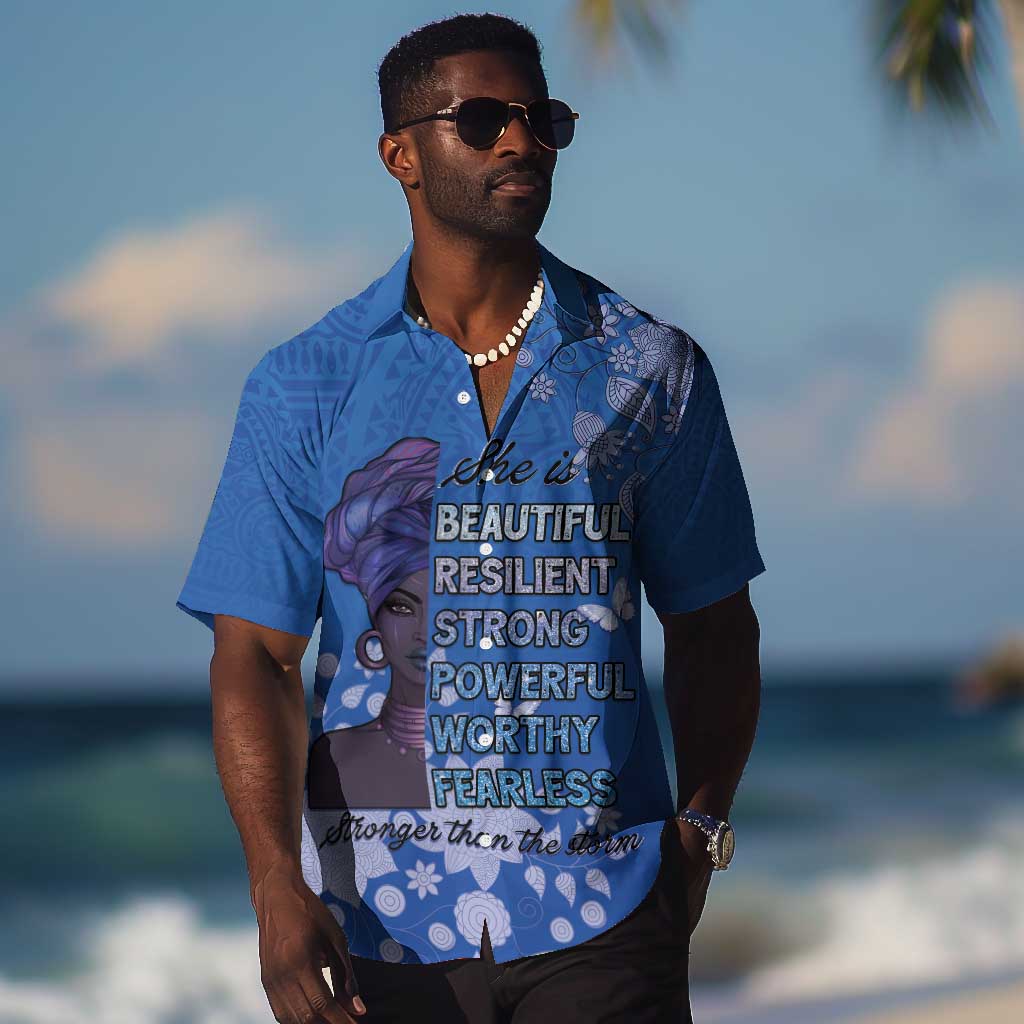 African Women Black Beautiful Brave and Bressed - Blue Color Hawaiian Shirt LT15