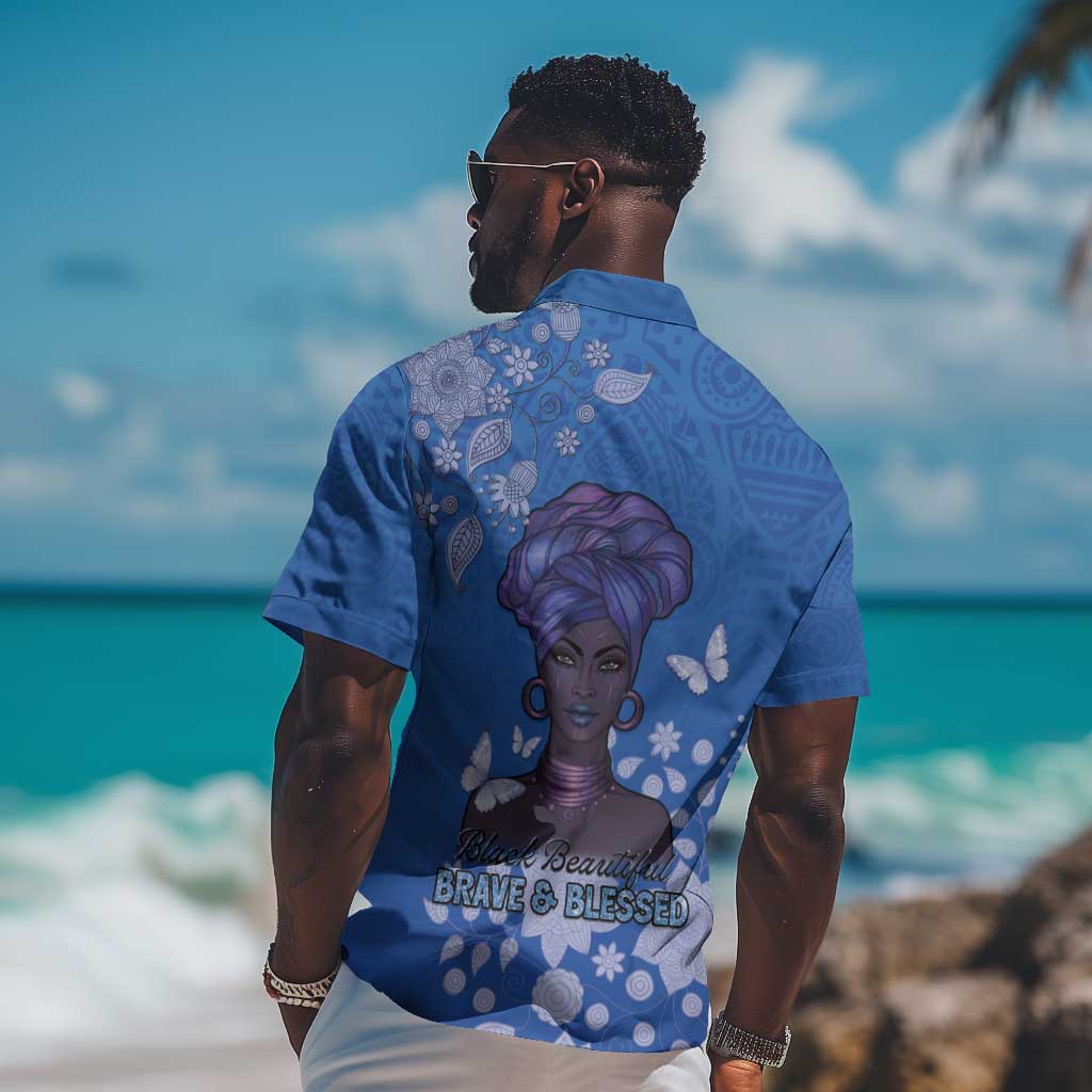 African Women Black Beautiful Brave and Bressed - Blue Color Hawaiian Shirt LT15