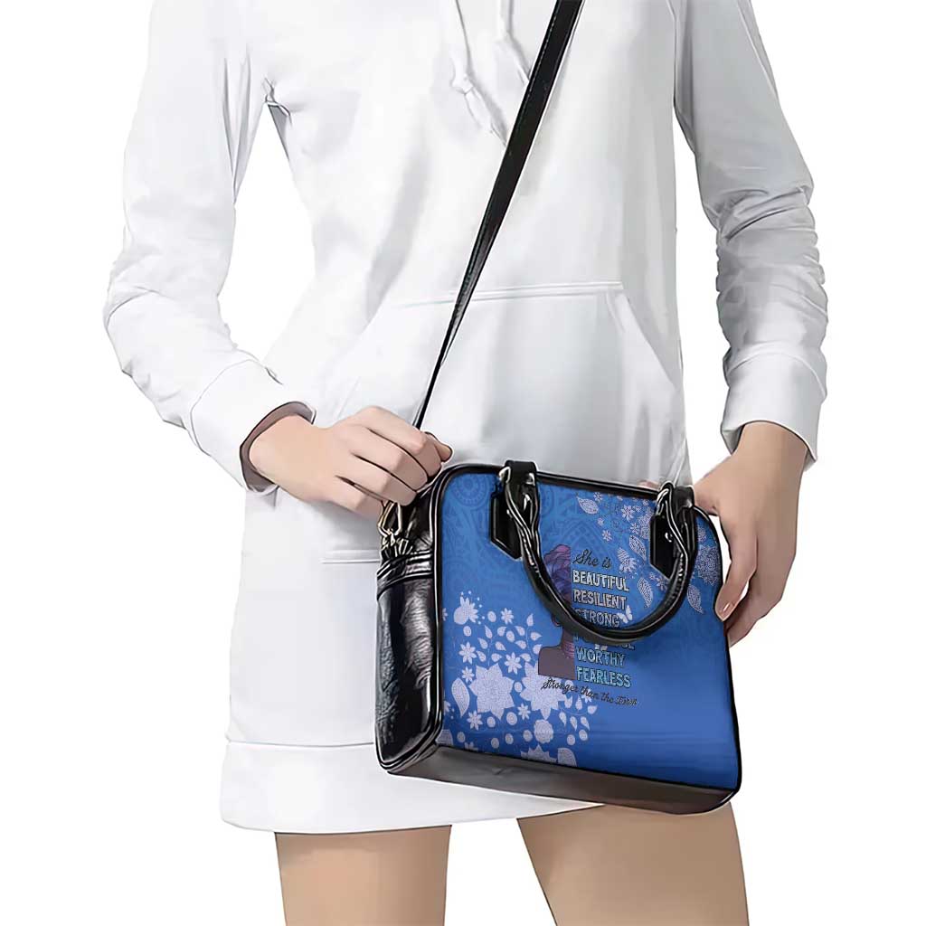 African Women Shoulder Handbag Black Beautiful Brave and Bressed - Blue Color LT15