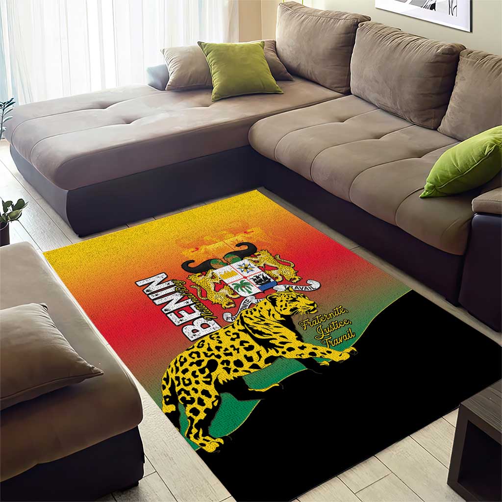 Benin National Day Area Rug Leopard With Coat Of Arms LT15