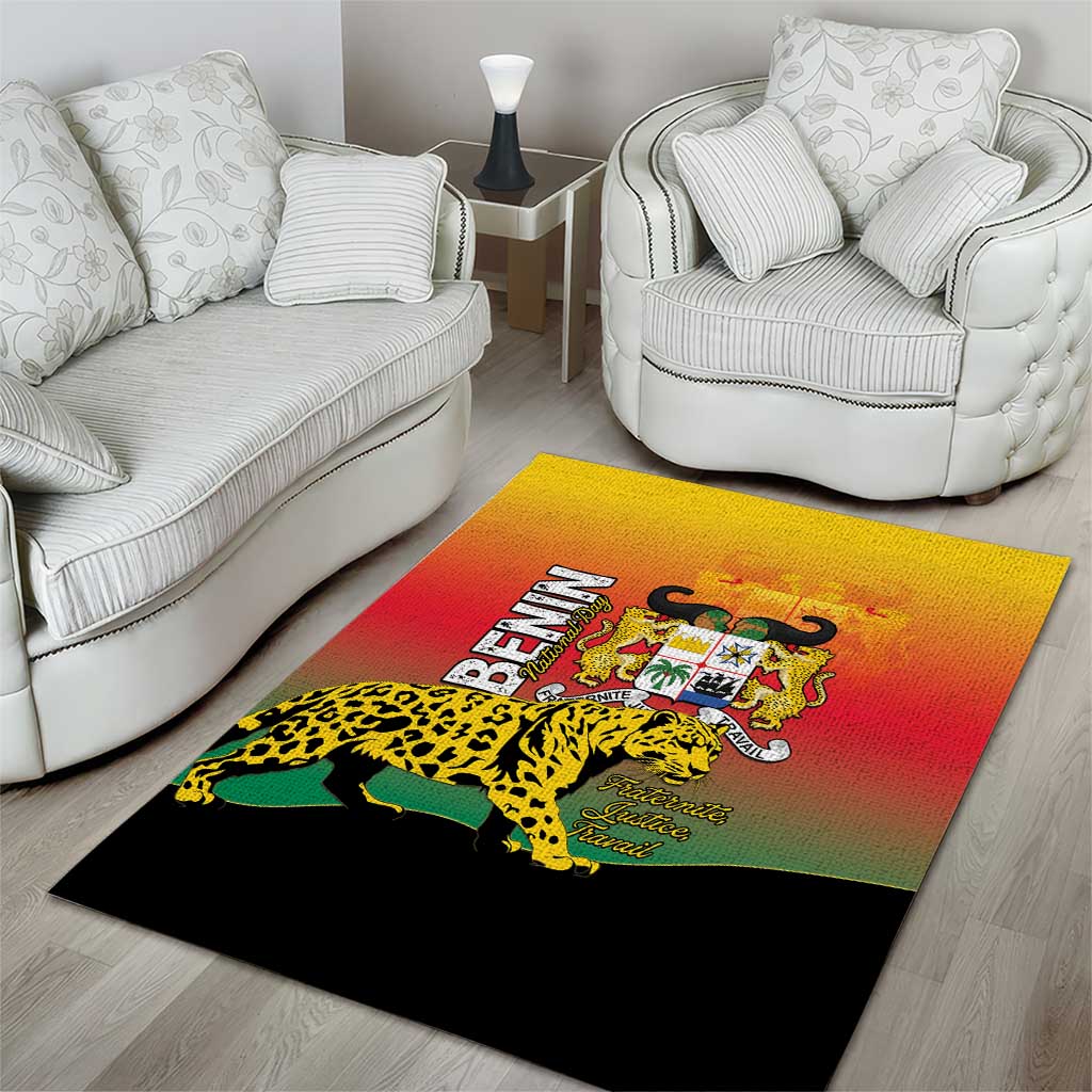 Benin National Day Area Rug Leopard With Coat Of Arms LT15