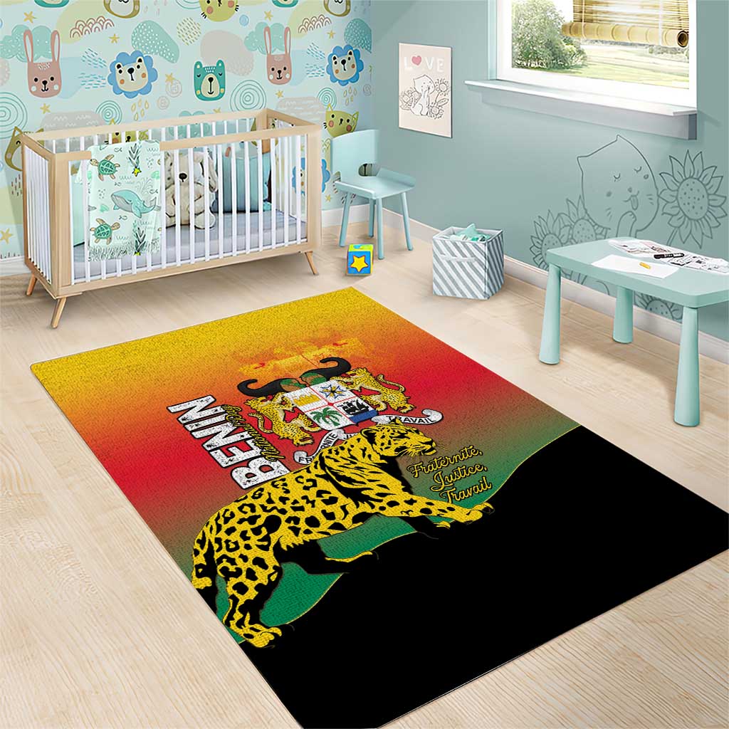 Benin National Day Area Rug Leopard With Coat Of Arms LT15