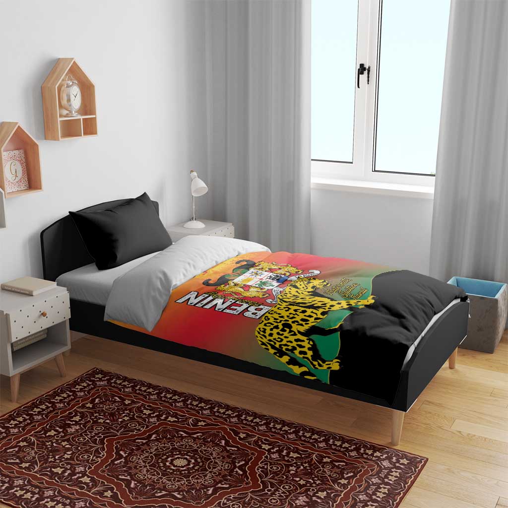 Benin National Day Bedding Set Leopard With Coat Of Arms LT15