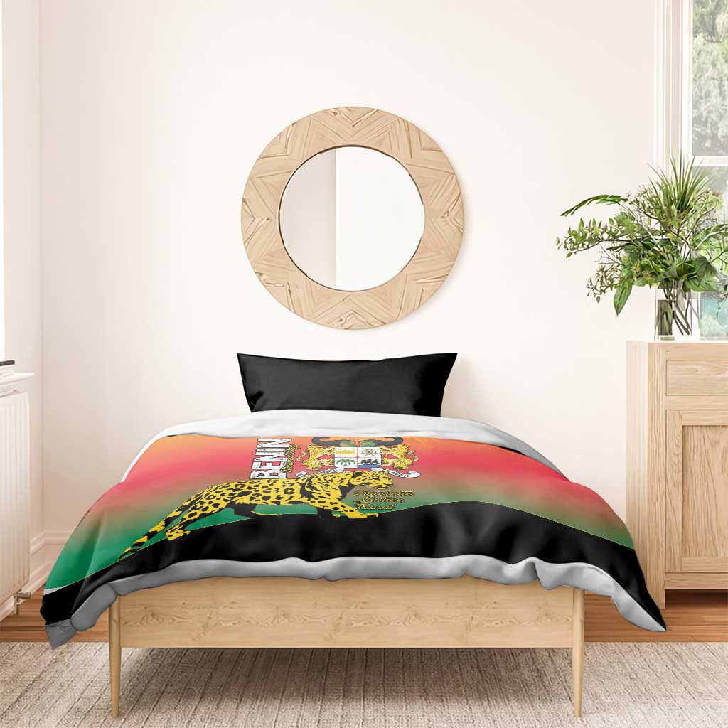Benin National Day Bedding Set Leopard With Coat Of Arms LT15