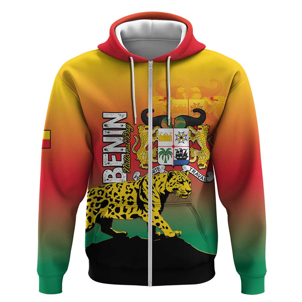 Personalized Benin National Day Hoodie Leopard With Coat Of Arms LT15