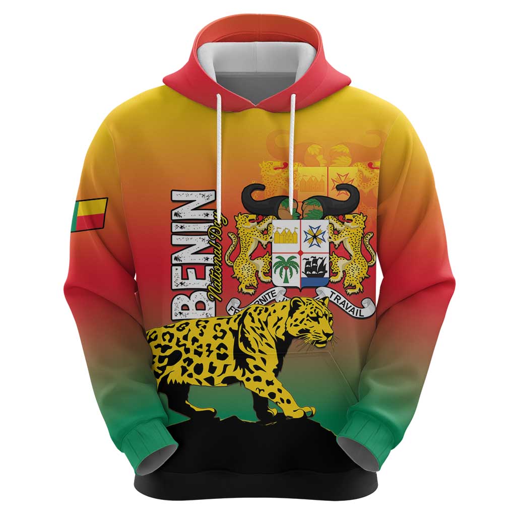 Personalized Benin National Day Hoodie Leopard With Coat Of Arms LT15