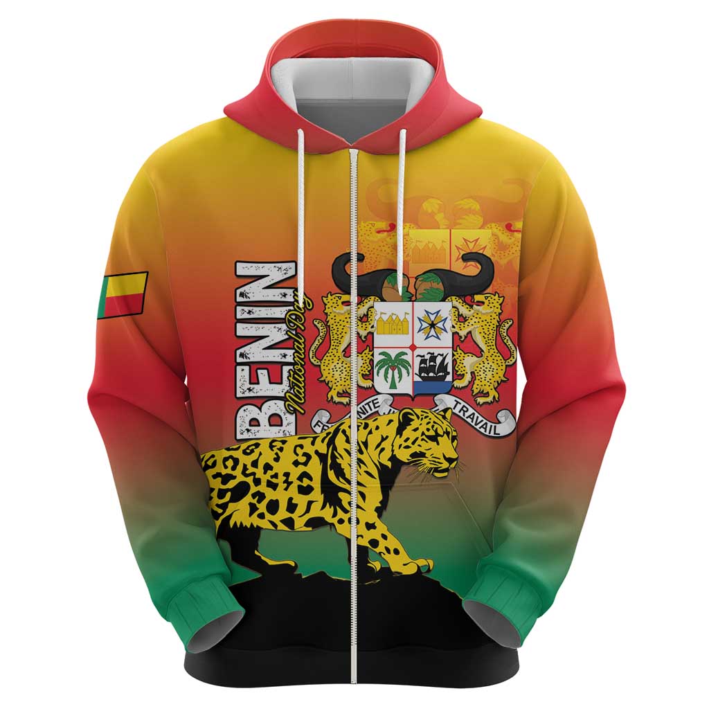 Personalized Benin National Day Hoodie Leopard With Coat Of Arms LT15
