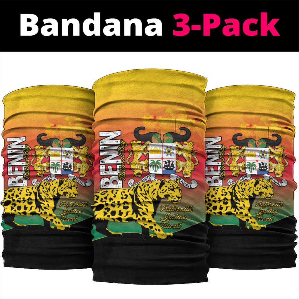 Benin National Day Neck Gaiter Leopard With Coat Of Arms LT15
