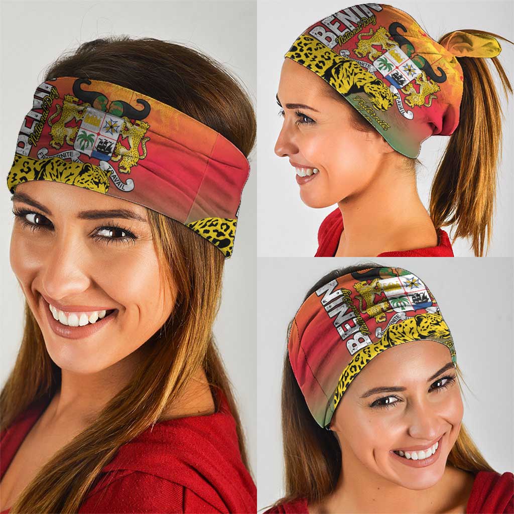 Benin National Day Neck Gaiter Leopard With Coat Of Arms LT15