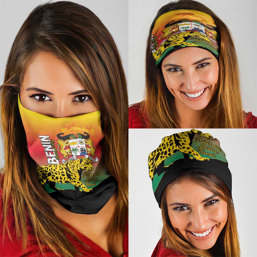 Benin National Day Neck Gaiter Leopard With Coat Of Arms LT15