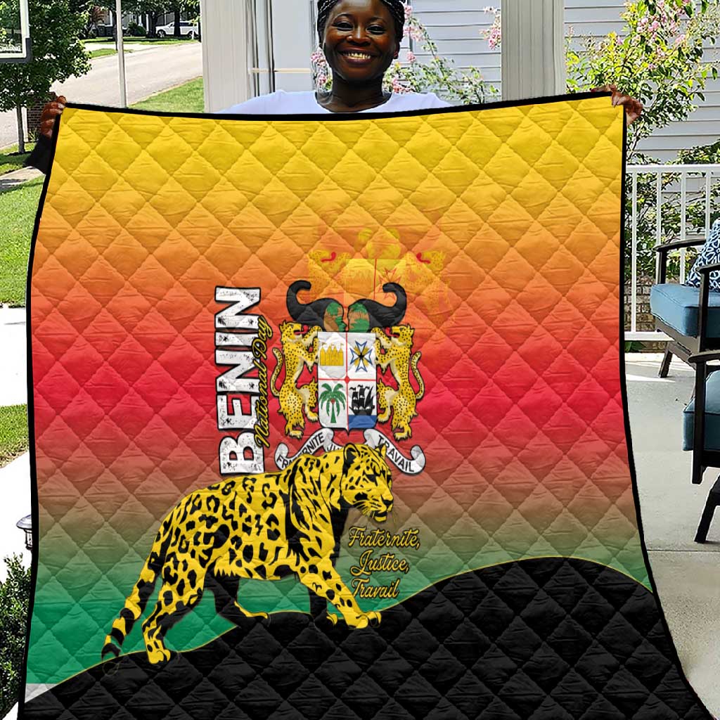 Benin National Day Quilt Leopard With Coat Of Arms LT15
