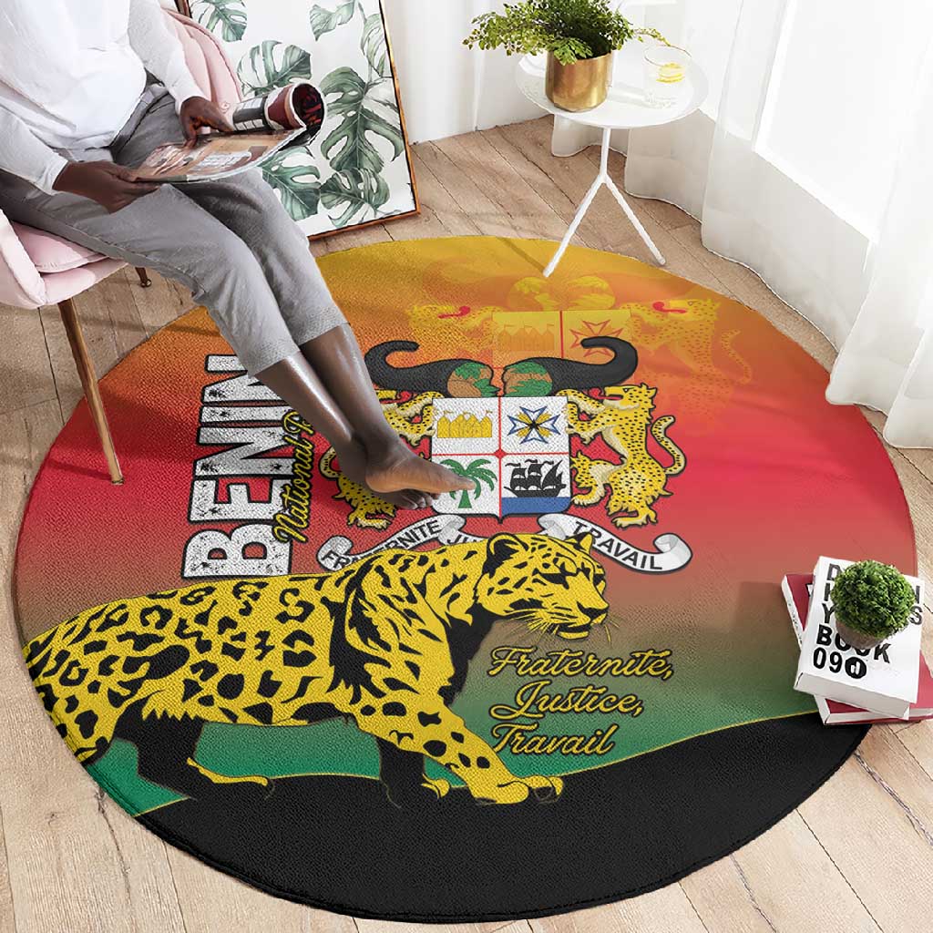 Benin National Day Round Carpet Leopard With Coat Of Arms LT15