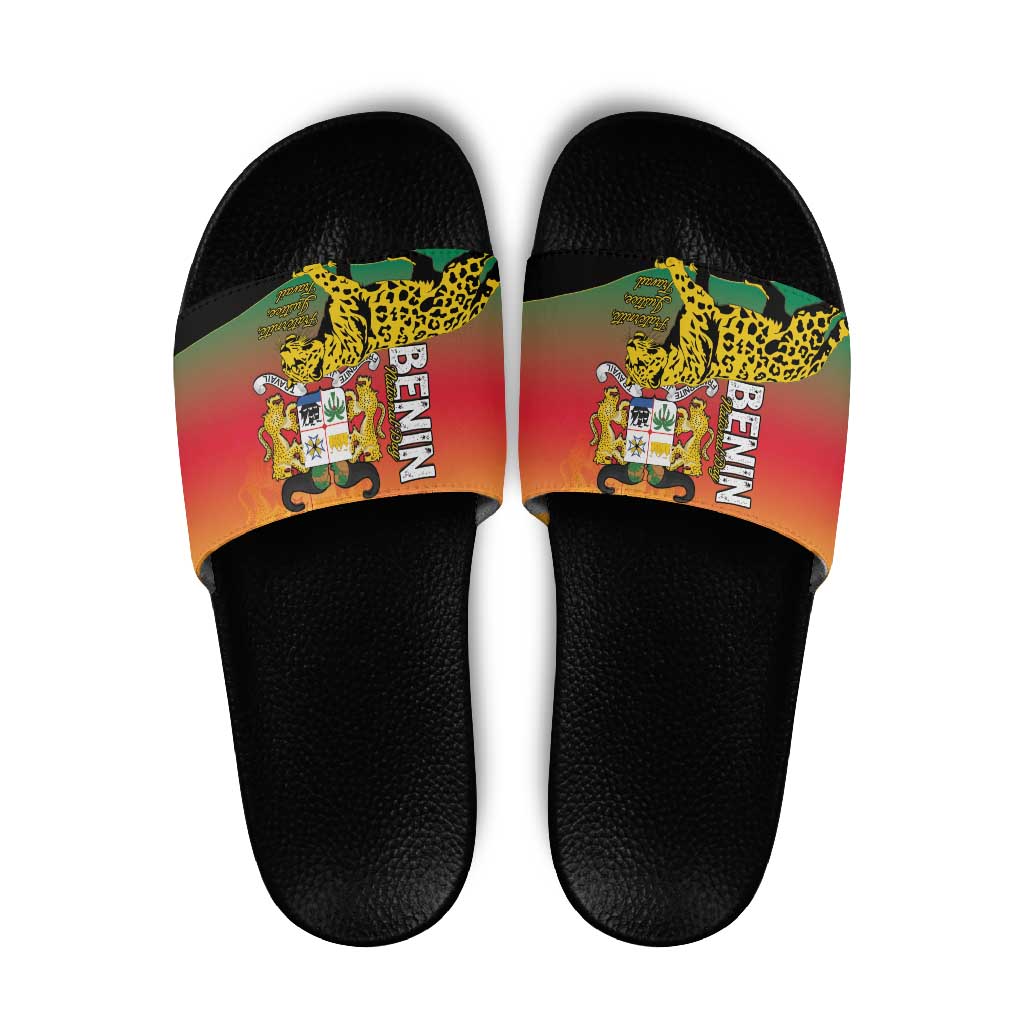 Benin National Day Slide Sandals Leopard With Coat Of Arms LT15