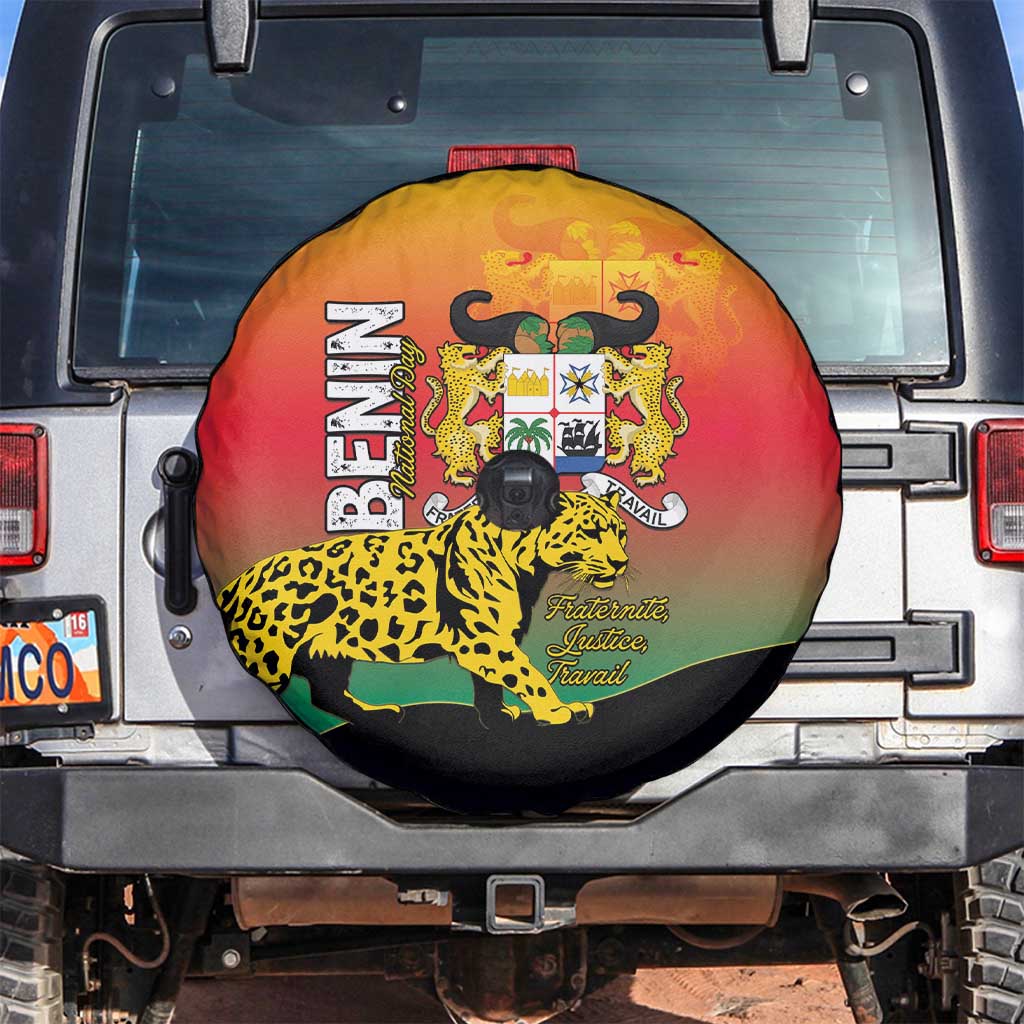 Benin National Day Spare Tire Cover Leopard With Coat Of Arms LT15