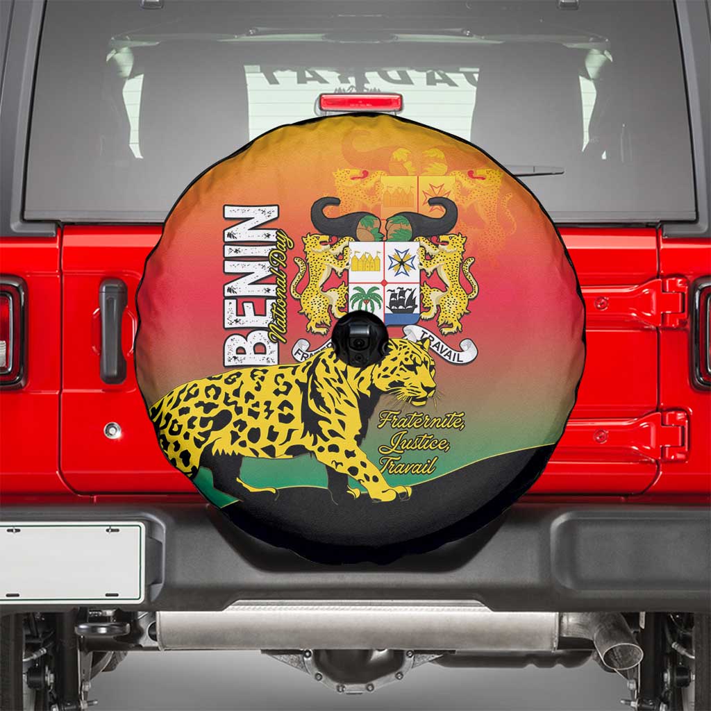 Benin National Day Spare Tire Cover Leopard With Coat Of Arms LT15
