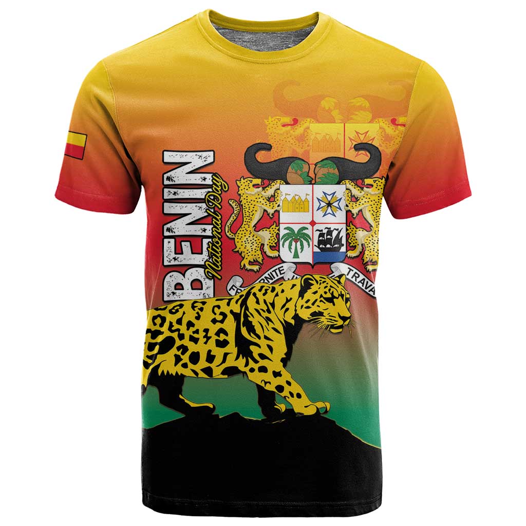 Personalized Benin National Day T shirt Leopard With Coat Of Arms LT15