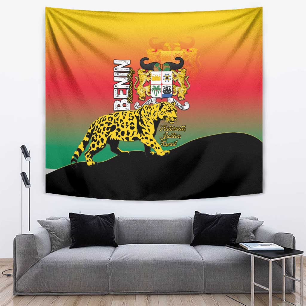 Benin National Day Tapestry Leopard With Coat Of Arms LT15