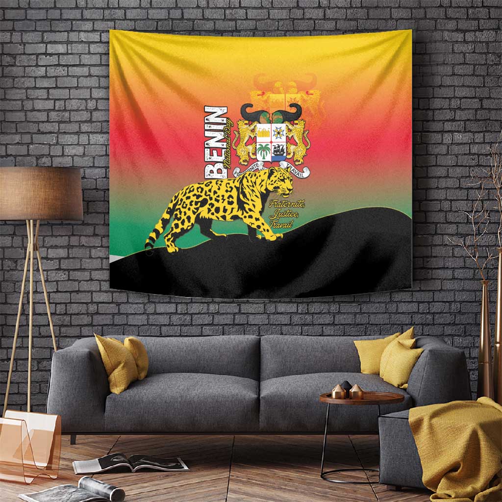 Benin National Day Tapestry Leopard With Coat Of Arms LT15
