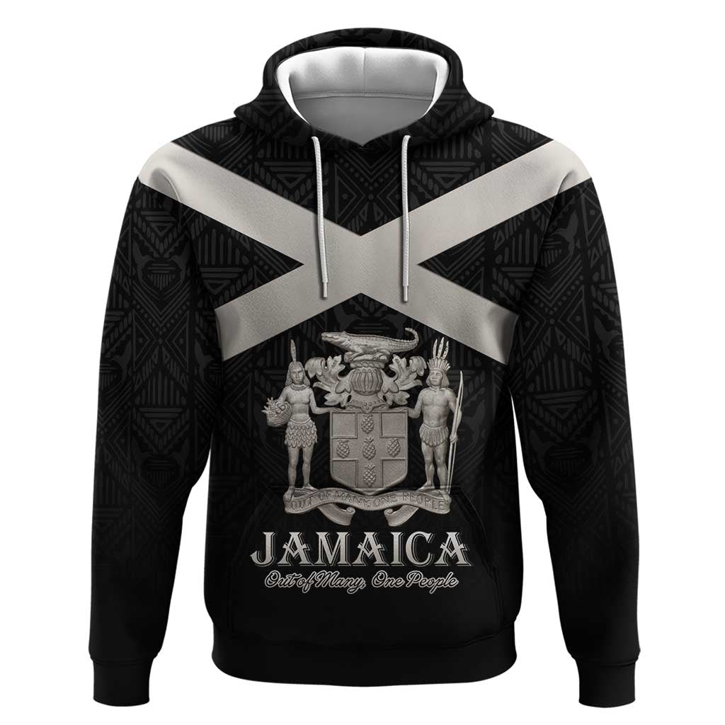 Personalized Jamaica Hoodie Coat Of Arms With Rastafarian Lion Silver Color LT15