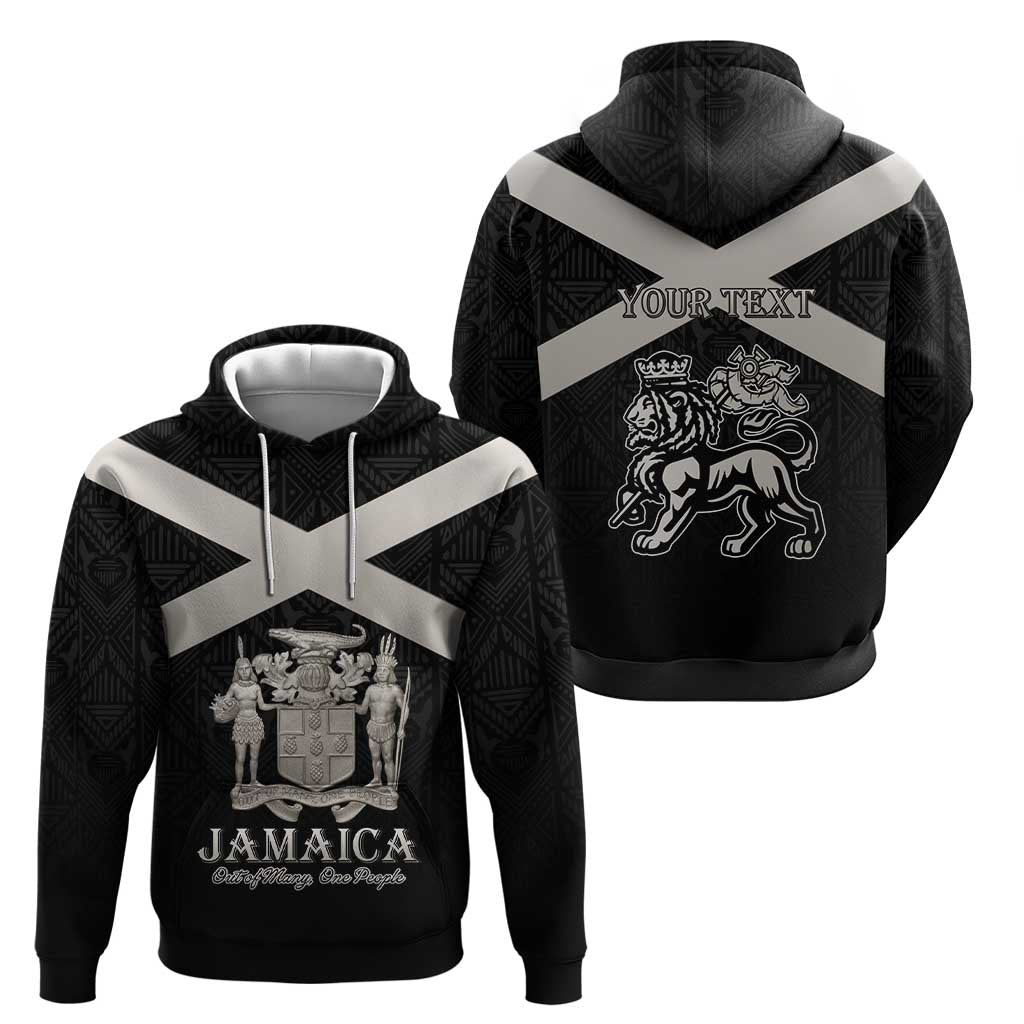 Personalized Jamaica Hoodie Coat Of Arms With Rastafarian Lion Silver Color LT15