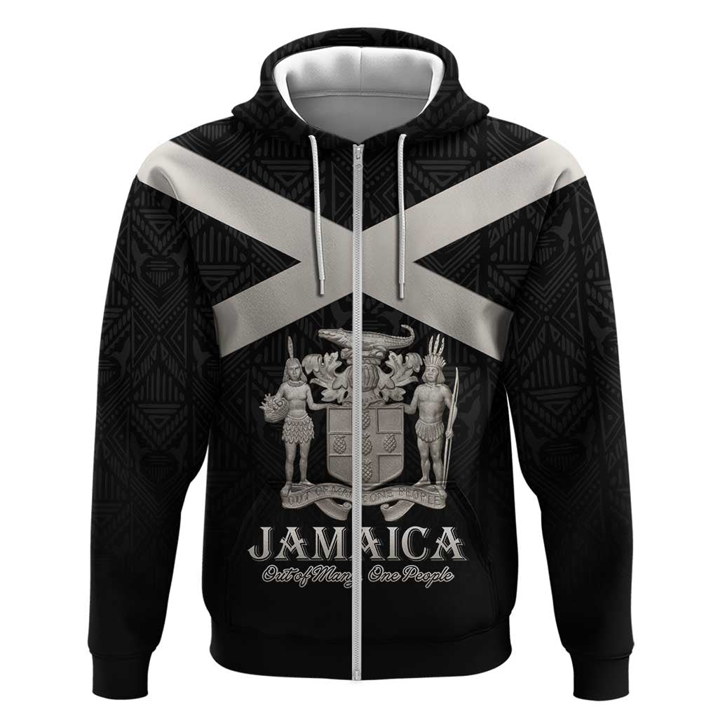 Personalized Jamaica Hoodie Coat Of Arms With Rastafarian Lion Silver Color LT15